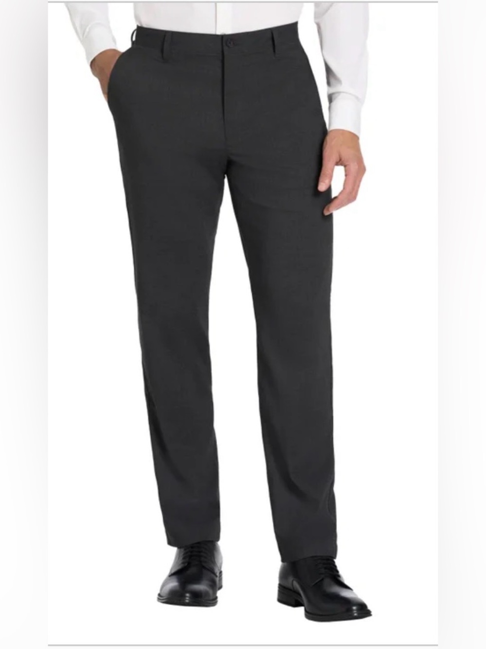 Mens Classic Flat-Front Dress Pants - Charcoal Gray